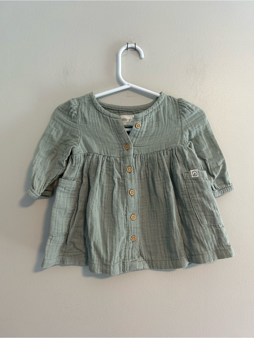 Little planet organics by carters 3m Sage Green Button up long sleeve dress